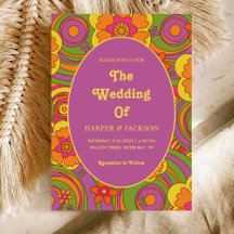 Fet färgfull Blommigt Retro 70-tal Bröllop Hippie