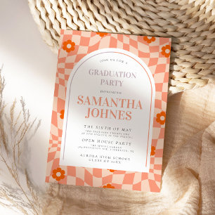 Fet färgfull Retro Arch-Studentfest Inbjudningar