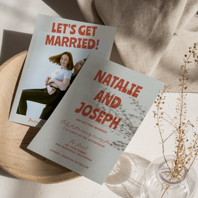 Fet färgfull Retro-Funky, ljusfoto Bröllop Inbjudningar (Skapare uppladdad)