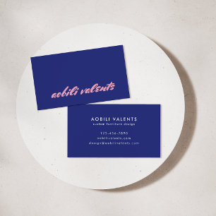 Fet färgfull uppspelning Retro Typography Blue Ros Visitkort