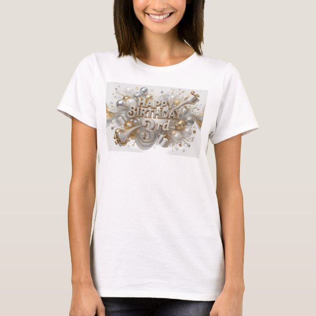 Fet färgglad GRATTIS PÅ FÖDELSEDAGEN 3-ÅR Tryck T Shirt (Framsida)