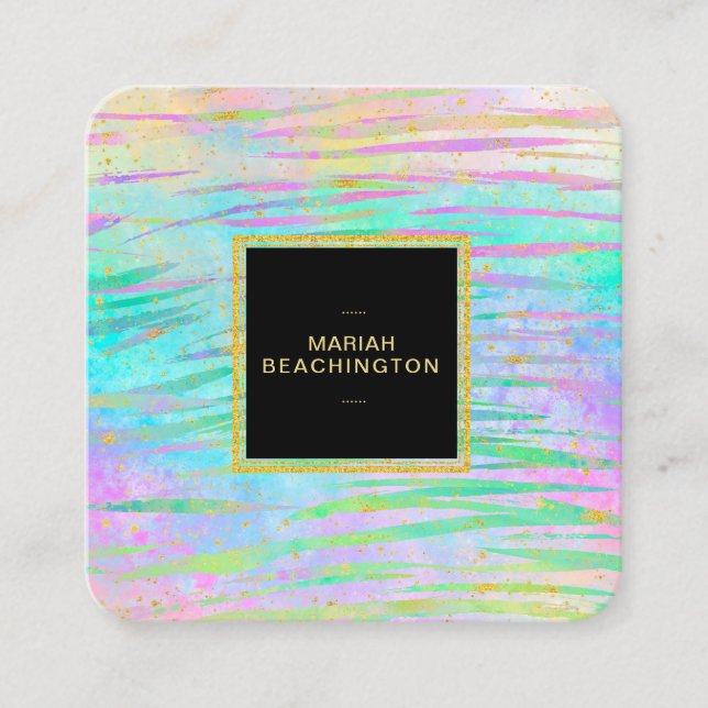 ** Fet färglös Abstrakt Djuren AP93 Guld Neon Fyrkantigt Visitkort (Framsida)