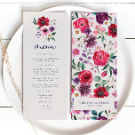 Fet färglös Blommigt Bröllop Meny<br><div class="desc">Bröllop-meny med fetfärgad Blommigt. Den här anpassadets marinblå bröllop-meny, dekorerad med handmålade jeweltonade blommigtar och grön, lägger till en sofistikerad beröring till din mottagning. Det djupa, romantiska färg gör det idealiskt för höst- och höstbröllop, medan det även är kostym vår och firande. din noggrant planerade meny med elegans, och låt...</div>