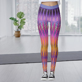 Fet färglös bohemisk lila orange mönster leggings