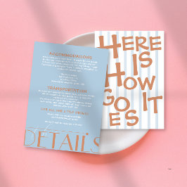 Fet färglös Retro-Funky blå Bröllop Tilläggskort