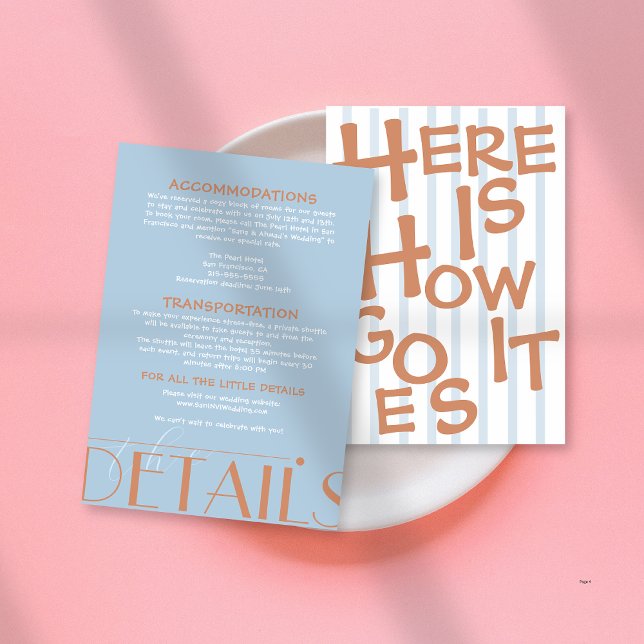 Fet färglös Retro-Funky blå Bröllop Tilläggskort (Skapare uppladdad)