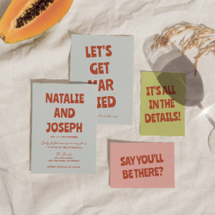 Fet färglös Retro-Funky, smart unikt Bröllop Inbjudningar