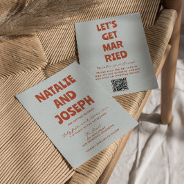 Fet färglös Retro-Funky Unik QR-kod Bröllop Inbjudningar