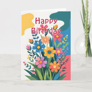 Fet färglös Vår blommor födelsedag Kort