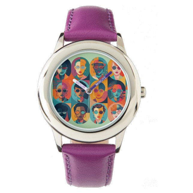 Fet, färglöst ansikte som firar individualitet armbandsur (Framsida)