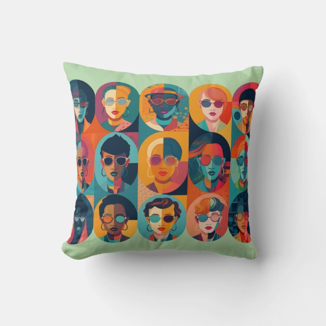 Fet, färglöst ansikte som firar individualitet kudde (Framsida)