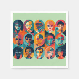 Fet, färglöst ansikte som firar individualitet pappersservett