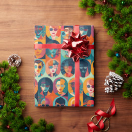 Fet, färglöst ansikte som firar individualitet presentpapper