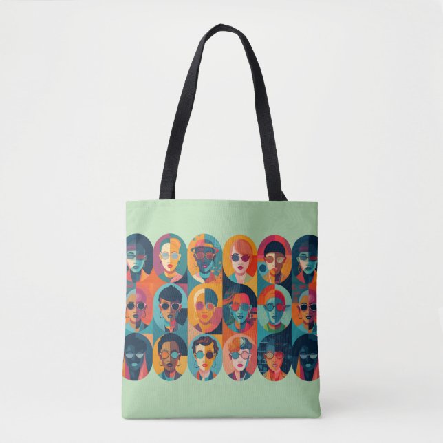 Fet, färglöst ansikte som firar individualitet tygkasse (Framsida)