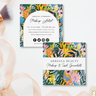 Fet färgstark Abstrakt Blommigt Makeup Artist Fyrkantigt Visitkort