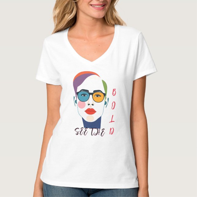 Fet färgstark Ansikte Art T Shirt (Framsida)