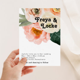 Fet färgstark Blommigt | Avslappnad Photo Monogram Inbjudningar