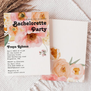 Fet färgstark Blommigt Bachelorette Party Inbjudningar