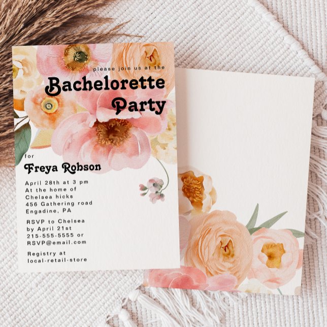Fet färgstark Blommigt | Bachelorette Party Inbjudningar (Skapare uppladdad)