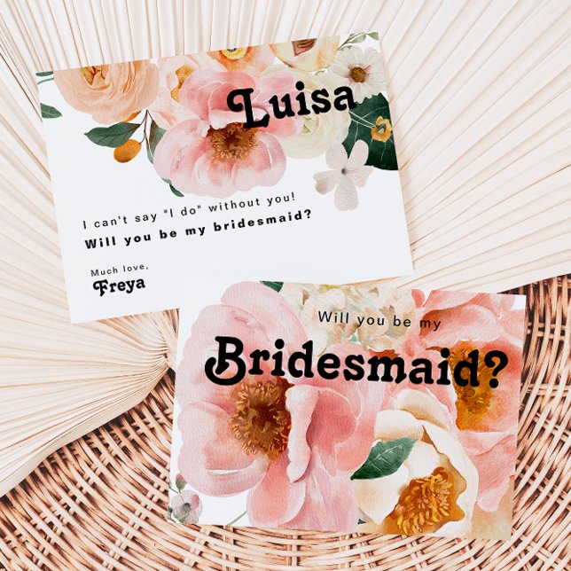 Fet färgstark Blommigt | Bridesmaid Frieri Card Inbjudningar (Skapare uppladdad)