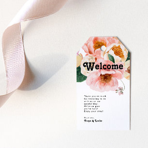 Fet färgstark Blommigt   Bröllop Välkommen Presentetikett