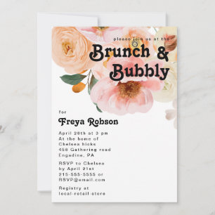 Fet färgstark Blommigt Brunch och Bubly Inbjudningar