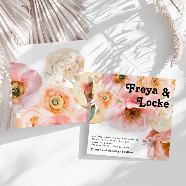 Fet färgstark Blommigt | Kvadratbröllop - inbjudan (Skapare uppladdad)