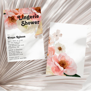 Fet färgstark Blommigt   Lingerie Shower Inbjudningar