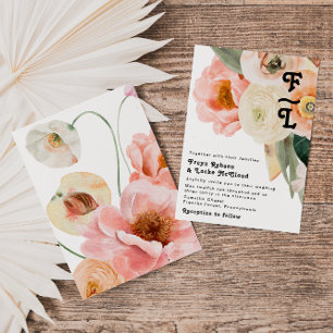 Fet färgstark Blommigt Monogrambröllop - inbjuda Inbjudningar