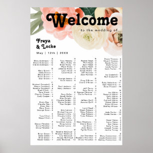 Fet färgstark Blommigt Poster alfabetisk sittpla