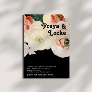 Fet färgstark Blommigt   Svart Avslappnad Bröllop Inbjudningar