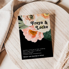 Fet färgstark Blommigt | Svart Avslappnad Photo Mo Inbjudningar