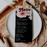 Fet färgstark Blommigt | Svart Bröllop-midmeny Meny<br><div class="desc">Den här fetstilta färgade blommigten | Den svarta middagsmenyn i bröllop går utmärkt med ditt moderna botaniska bröllop. Den stora rosan med vattenfärg, bränd orange, blommor med damm i ro och blöjor av persikor eller aprikos i det grönaste ge är en levande, elegant boho-trädgård. Den unika designen har en romantisk...</div>