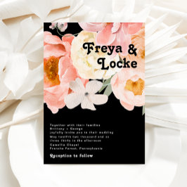 Fet färgstark Blommigt | Svart bröllopsinbjudan Inbjudningar