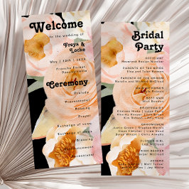 Fet färgstark Blommigt | Svart Bröllopsprogram Program