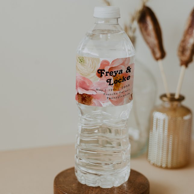 Fet färgstark Blommigt | Vattenflaska-etikett Vattenflaskor Etikett (Skapare uppladdad)