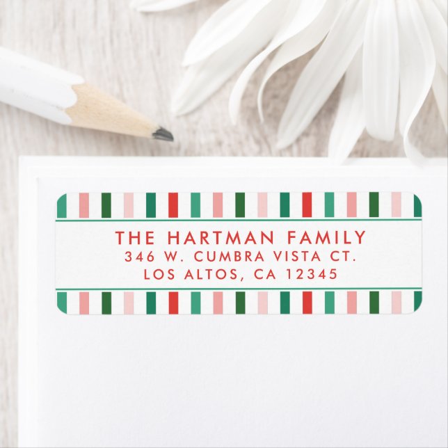 Fet färgstark jul-Rand Modern Retur Returadress Etikett (Insitu)