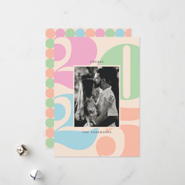 Fet färgstark numrering - nyårfoto julkort (Fram/Back In Situ)