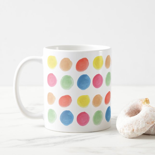 Fet färgstark vattenfärgsdoft Dotty Blobs Kaffemugg (Med munk)
