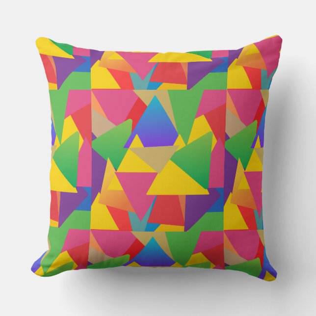 Fet färgstark vibrant trianglar mönstrad kudde (Framsida)