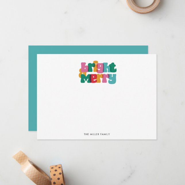 Fet, färgstarkt monogram anteckningskort för ljuss (Fram/Back In Situ)