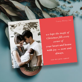 Fet Festive Red Minimal 1 Photo Rust-jul Julkort