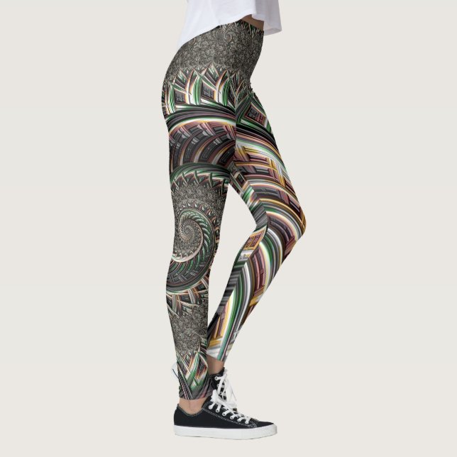 Fet fet fet metallisk Rand Nautilus Swirl Leggings (Höger)