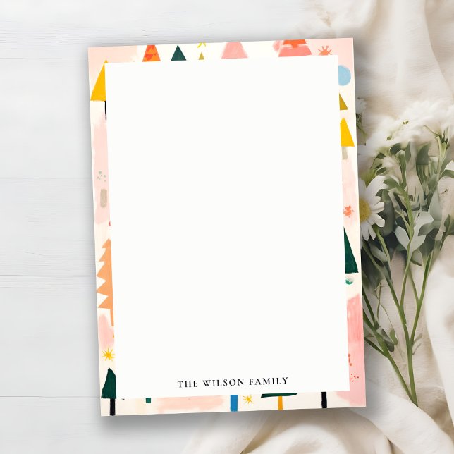 Fet, fetstil Retro Abstrakt - jullandskap Anteckningskort (Skapare uppladdad)