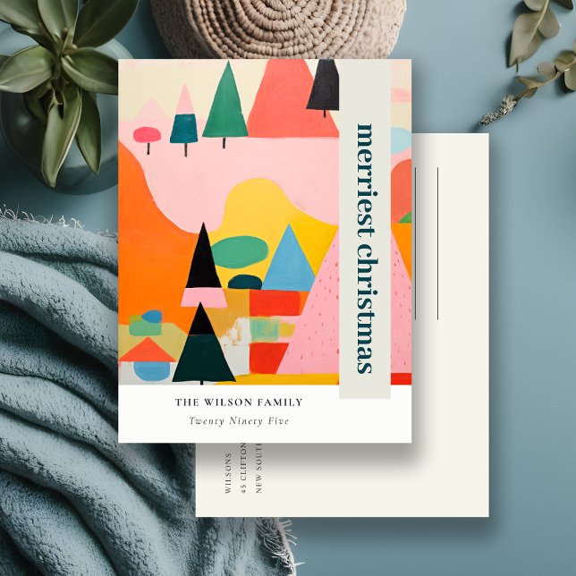 Fet, fetstil Retro Abstrakt - jullandskap Helg Vykort (Skapare uppladdad)