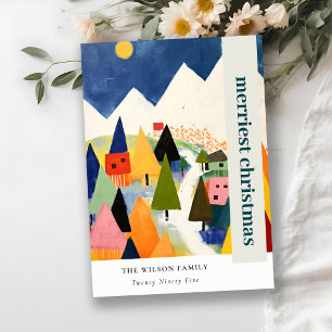 Fet, fetstil Retro Abstrakt - jullandskap Julkort