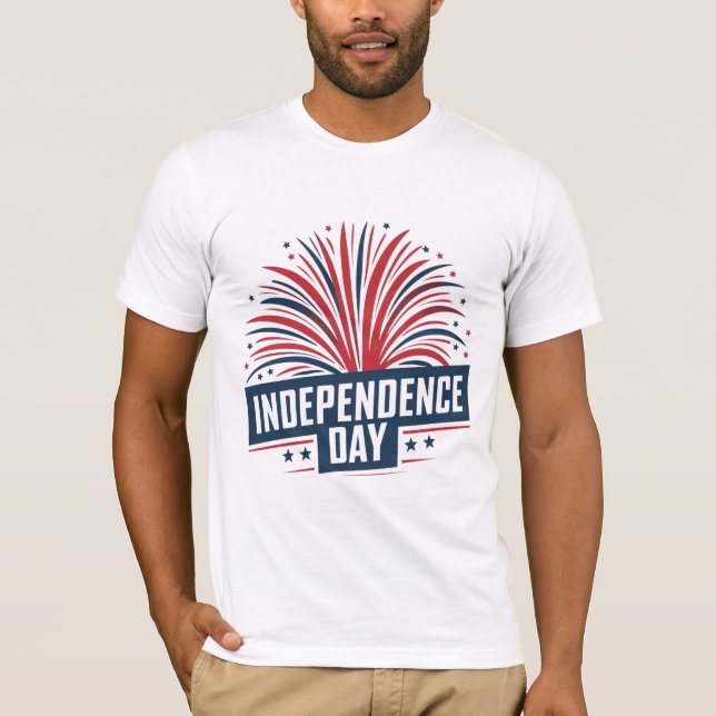 Fet Fireworks Visning Independence day T Shirt (Framsida)