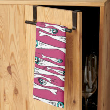 Fet Fish Mönster Tea Towel - Modern pop Art Kitch