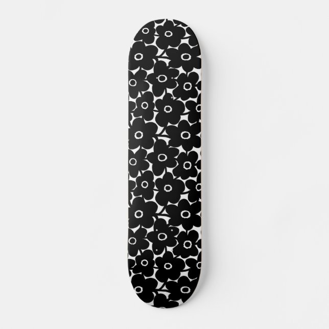 Fet Flowers - Svart Mini Skateboard Bräda 18,5 Cm (Framsida)