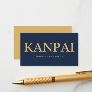 Fet font "Kanpai" Japansk Gratis Dryck Biljett Tilläggskort